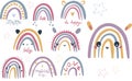 Abstract vector rainbow set. Hand drawn rainbows in minimalist scandinavian style. Modern baby, kid illustrations. Rainbow in Royalty Free Stock Photo