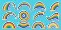 Abstract vector rainbow set for stickers, cards