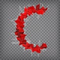 Abstract vector red modern triangular emblem of C on a chequered Royalty Free Stock Photo