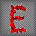 Abstract vector red modern triangular emblem of E on a chequered Royalty Free Stock Photo