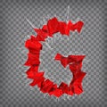 Abstract vector red modern triangular emblem of G on a chequered Royalty Free Stock Photo