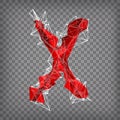 abstract vector red modern triangular emblem of type X on a chequered background Royalty Free Stock Photo