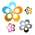 Abstract Vector Retro Flowers Set Royalty Free Stock Photo