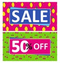 Set of 2 Big Sale Vector Banners. Sale and 50% off Discount.