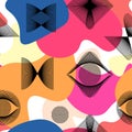 Abstract vector seamless color op art pattern. Background with color combinations graphic ornament. EPS10