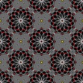 Abstract vector seamless moire pattern with lines. Spirograph graphic black and white ornament.