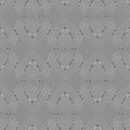 Abstract vector seamless op art hearts pattern. Line art, graphic ornament. Optical illusion Royalty Free Stock Photo