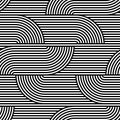 Abstract vector seamless op art pattern. Black and white pop art, graphic ornament. Optical illusion Royalty Free Stock Photo