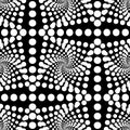 Abstract vector seamless op art pattern. Black and white pop art, graphic ornament. Optical illusion Royalty Free Stock Photo
