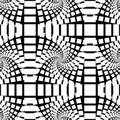 Abstract vector seamless op art pattern. Black and white pop art, graphic ornament. Optical illusion Royalty Free Stock Photo