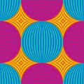 Abstract vector seamless op art pattern. Colorful pop art, graphic ornament. Optical illusion. Royalty Free Stock Photo