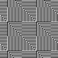 Abstract vector seamless op art pattern. Monochrome graphic ornament.