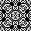 Abstract vector seamless op art pattern. Monochrome plop art graphic ornament. Optical illusion Royalty Free Stock Photo