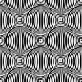 Abstract vector seamless op art pattern. Monochrome pop art, graphic ornament. Optical illusion. Royalty Free Stock Photo