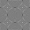 Abstract vector seamless op art pattern. Monochrome pop art, graphic ornament. Optical illusion. Royalty Free Stock Photo