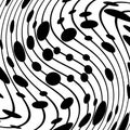 Abstract pattern of wavy stripes or rippled 3D relief black and white lines background. Vector twisted curved stripe modern trendy Royalty Free Stock Photo