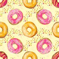 Abstract vector seamless pattern with colorful donuts