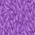 Abstract vector seamless pattern of leaves. Background texture. Purple and pink colors