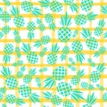 Abstract vector seamless pattern with pineapples. Modern fruit background with colorful pineapple or ananas. Tropical