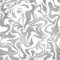 Abstract vector seamless pattern. Silver marble effect foil. Delicate liquid blots. Background monochrome watercolor fluid stains.