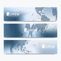 Abstract vector set of modern website banners. Scientific cybernetics background with a colored dynamic lines and Royalty Free Stock Photo
