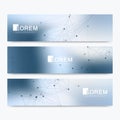 Abstract vector set of modern website banners. Scientific cybernetics background with a colored dynamic lines and Royalty Free Stock Photo