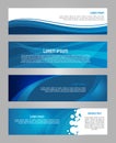 Abstract vector set of 4 simply banner in blue color Royalty Free Stock Photo