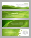 Abstract vector set of 4 simply banner in green color Royalty Free Stock Photo