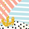 Abstract Vector Shapes. Pastel lines, spots, dots scene template. Hand drawn overlapping background Pink blue gold black white.