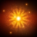 Abstract vector space background. Explosion of glowing particles and light rays. Futuristic technology style. Royalty Free Stock Photo