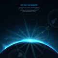 Abstract vector space fantastic background with planet and rising star Royalty Free Stock Photo