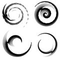 Abstract vector spiral elements, radial geometric striped patterns Royalty Free Stock Photo