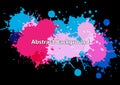 Abstract vector splatter blue and pink color design on black color background. illustration vector design Royalty Free Stock Photo