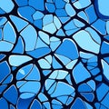 abstract vector stained-glass mosaic background - blue and black colors AI generated Royalty Free Stock Photo