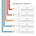 Abstract vector 5 steps infographic template in flat outline style for layout workflow scheme, numbered options, chart or diagram