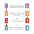 Abstract vector 4 steps infographic template in flat outline style for layout workflow scheme, numbered options, chart or diagram