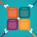 Abstract vector 4 steps infographic template in flat style for layout workflow scheme, numbered options, chart or diagram