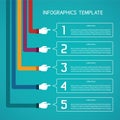 Abstract vector 5 steps infographic template in flat style for layout workflow scheme, numbered options, chart or diagram