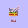 abstract vector swimming burger logo icon