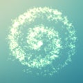 Abstract vector swirl of glowing particles. Futuristic technology style.