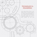 Abstract vector technology and engineering background with technical, mechanical drawing Royalty Free Stock Photo