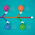 Abstract vector timeline infographic template in flat style for layout workflow scheme, numbered options, chart or diagram Royalty Free Stock Photo