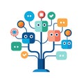 Abstract Vector Tree of Connections with Business Icons on White Background Royalty Free Stock Photo