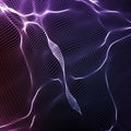 Abstract vector violet wave mesh background. Point cloud array. Chaotic light waves. Technological cyberspace background Royalty Free Stock Photo