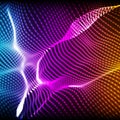 Abstract vector violet wave mesh background. Point cloud array. Chaotic light waves. Technological cyberspace background Royalty Free Stock Photo