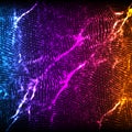 Abstract vector violet wave mesh background. Point cloud array. Chaotic light waves. Technological cyberspace background Royalty Free Stock Photo