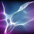 Abstract vector violet wave mesh background. Point cloud array. Chaotic light waves. Technological cyberspace background Royalty Free Stock Photo