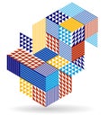 Abstract vector wallpaper with 3D isometric cubes blocks, geometric construction with blocks shapes and forms, cubic polygonal low