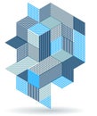 Abstract vector wallpaper with 3D isometric cubes blocks, geometric construction with blocks shapes and forms, op art low poly