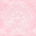 Abstract vector watercolor paint textured paper gradient background, round mandala ornament. Pastel pink watercolour Royalty Free Stock Photo